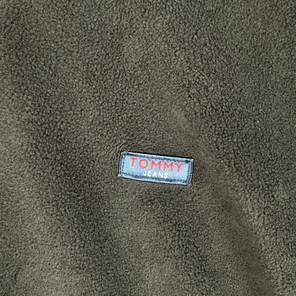 Vtg Tommy Jeans‎ Fleece Sweatshirt Mens Large Black Pullover Kangaroo Pocket - Picture 5 of 9